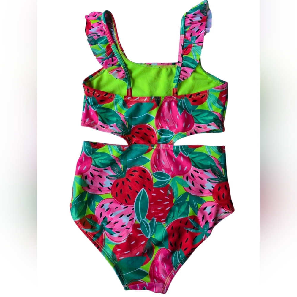 Girls Cat & Jack Strawberry One Piece Swimsuit Size M 7 - Picture 2 of 2